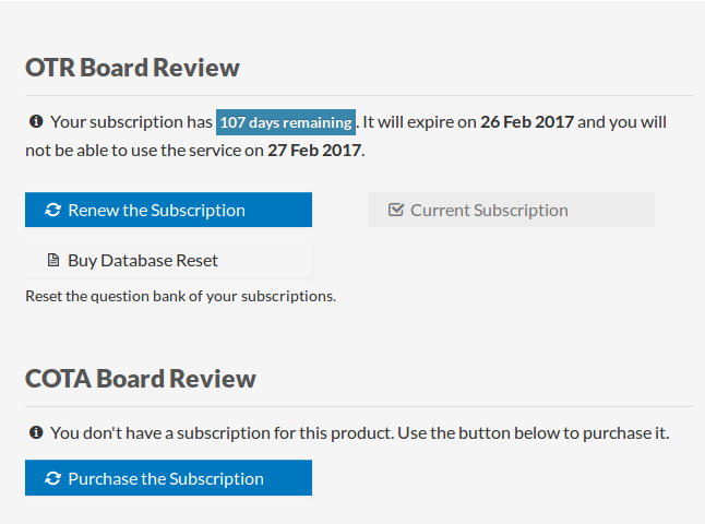Dashboard subscriptions